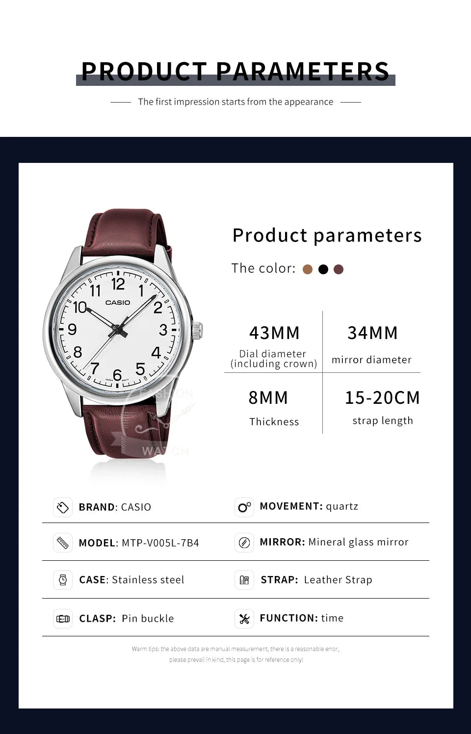 Casio watch for men Digital Hands Arabic numerals Quartz Watch reloj casio hombre MTP-V005L Series
