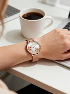 Fossil ES4534 Luxury Rose Gold Women Watches Stainless Steel Mesh Strap Quartz Wristwatch Mother of Pearl Clock Reloj Mujer