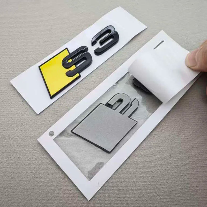 3D ABS Glossy Yellow Black S3 S4 S5 S6 S7 S8 Car Emblem Decal Badge Sticker For Audi A3 A4 A5 A6 A7 A8 Decorative Accessories
