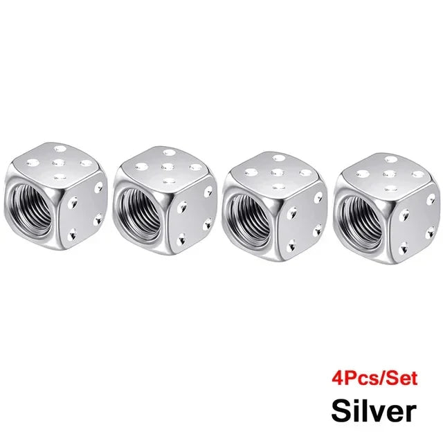 Aluminum Dice Tire Valve Caps Dustproof Car Truck Motocycle Bike Dice Wheel Stem Tyre Tire Wheel Stem Air Valve Dust Cap Cover