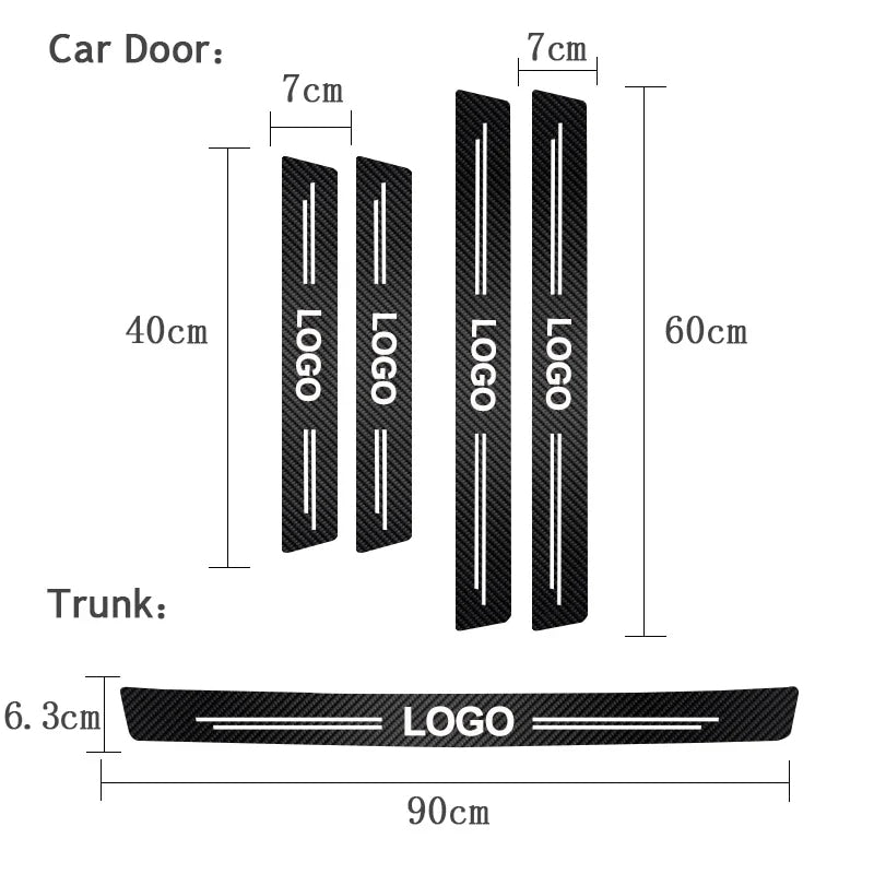 1/4/5Pcs Car Door Sill Scuff Plate Decor Carbon Fiber Stickers For Ford ST Line Focus Fiesta Shelby Edge Mondeo Explorer Transit