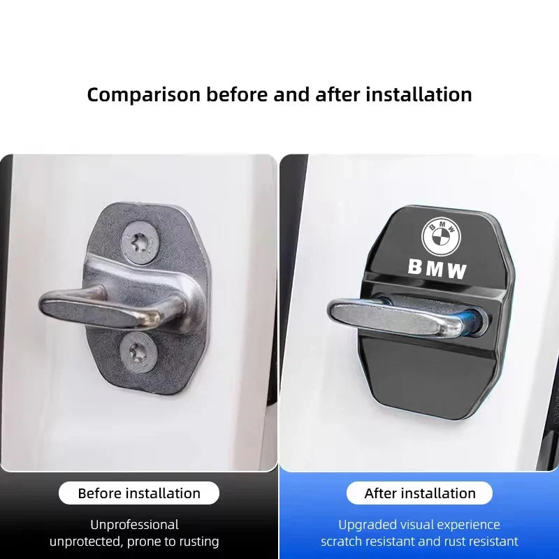 4Pcs Zinc Alloy  Car Door Lock Buckle Protection Cover Anti-Collision Shock Absorbing Cushion Stickers For BMW G80 G06 G07 G42 G