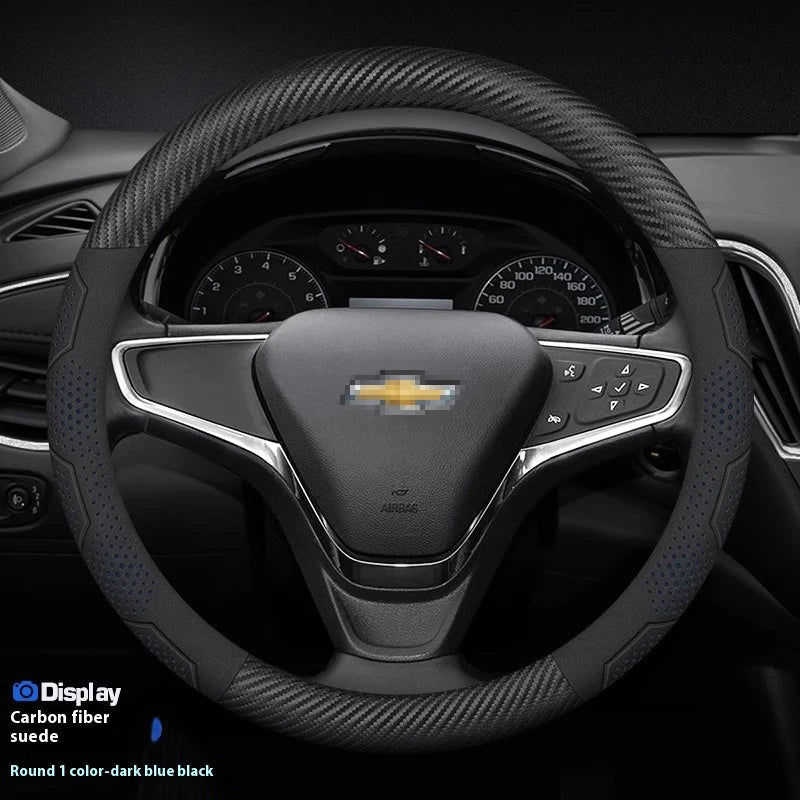 For Chevrolet Cruze Bolt Aveo Spark Onix capti Cavalier Carbon fiber Suede Microfiber Car Steering Wheel Cover Auto Accessories