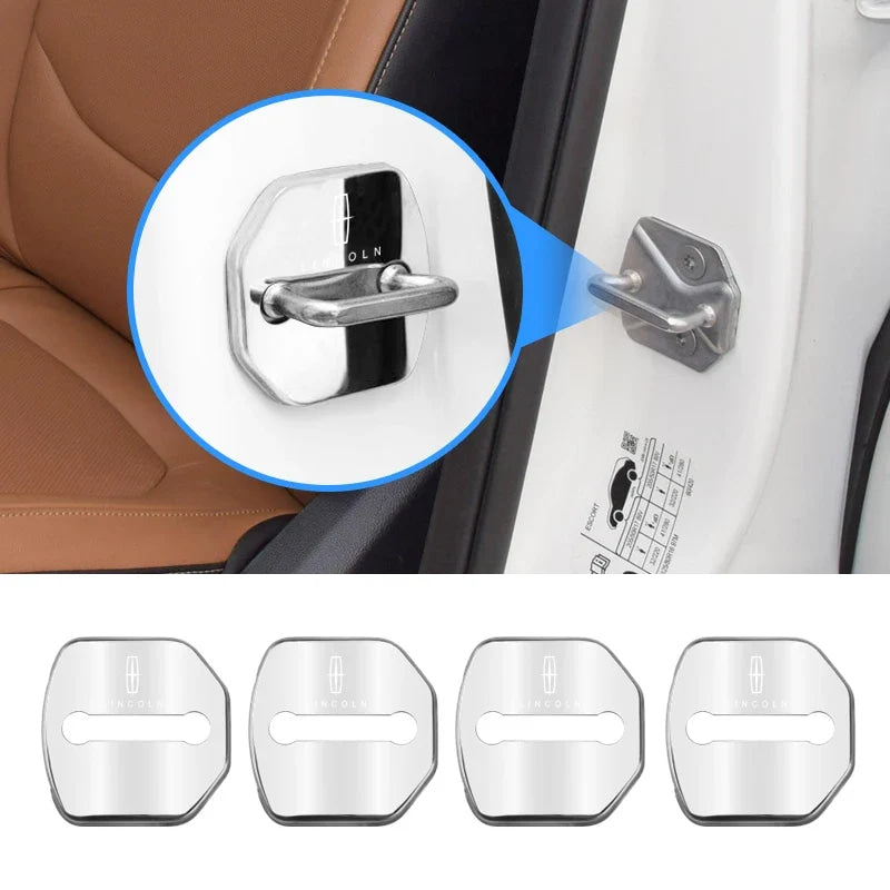 4PCS Car Door Lock Cover Stainless Steel Protection Accessories For Lincoln Continental MKZ Town-car Navigator MKX Energy Zephyr