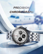BERNY Chronograph Watches for Men Aviation Multifunction Quartz Men's Watch Date Sapphire Super Luminous Luxury Wristwatch