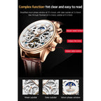 OLEVS 6658 Mens Watch Business Leather Strap Reloj  Hollow out Mechanical Automatic Wristwatch Waterproof Luminous Watch For Man