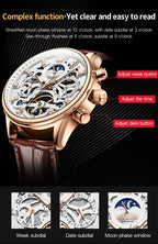 OLEVS 6658 Mens Watch Business Leather Strap Reloj  Hollow out Mechanical Automatic Wristwatch Waterproof Luminous Watch For Man