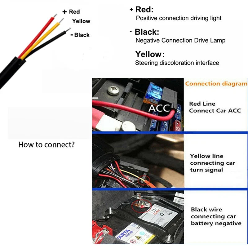 Faros delanteros de coche, señal de giro blanca, luces de flujo de freno amarillas, LED DRL, luz de circulación diurna para coche, tira Flexible impermeable de 12V, 2 uds.