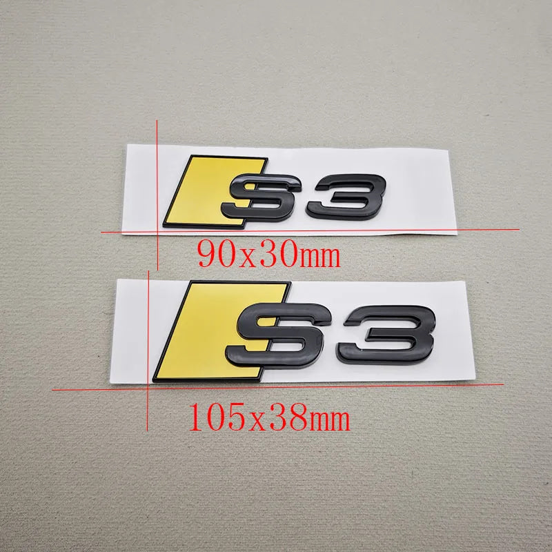 3D ABS Glossy Yellow Black S3 S4 S5 S6 S7 S8 Car Emblem Decal Badge Sticker For Audi A3 A4 A5 A6 A7 A8 Decorative Accessories