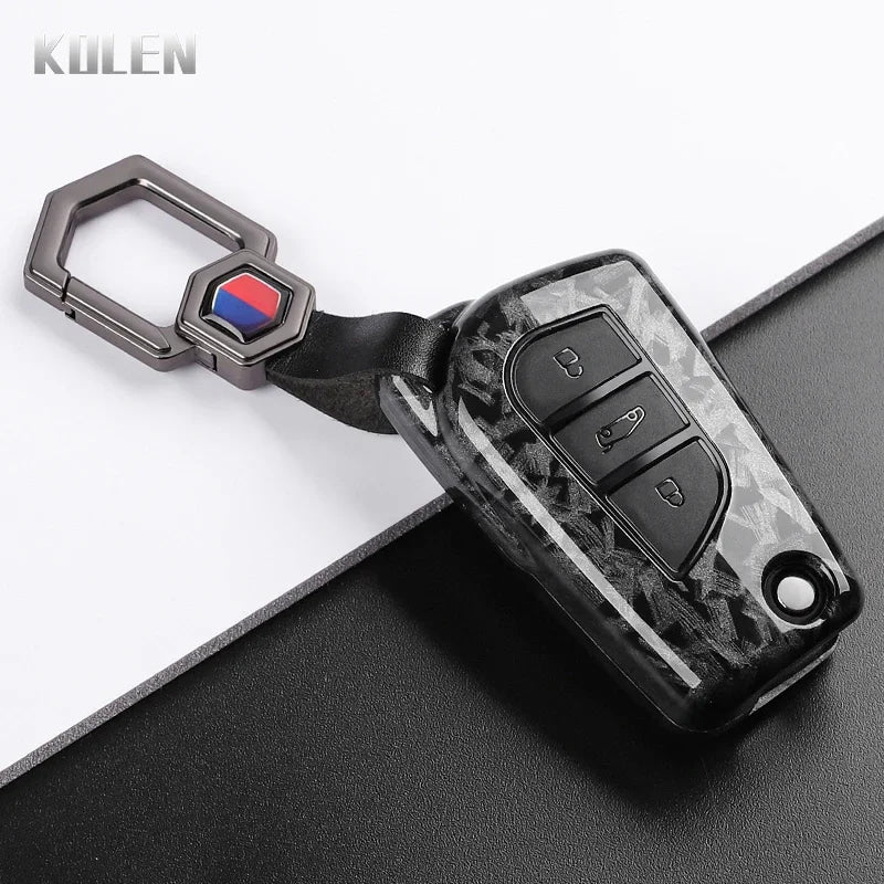 For Toyota Camry RAV4 Forturner Hilux Auris Corolla Avensis Verso Yaris Aygo Scion TC ABS Carbon Fiber Style Car Key Case Cover