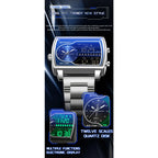 SANDA 6163 Fashion Trend Men's Quartz Watch Fashion Square Watch Countdown Sports Waterproof Dual Display Digital Men's Watches
