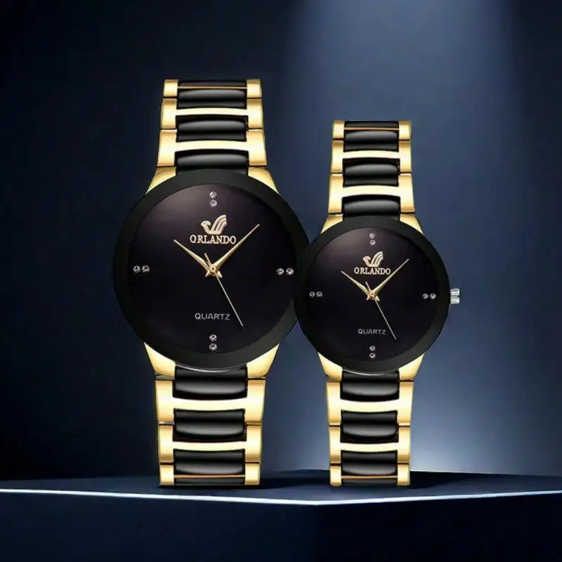 ORLANDO Men Luxury Watches New Arrived Cool Black Gold Quartz Steel Wristwatch Exquisite Masculino Relogio Fashion Clock