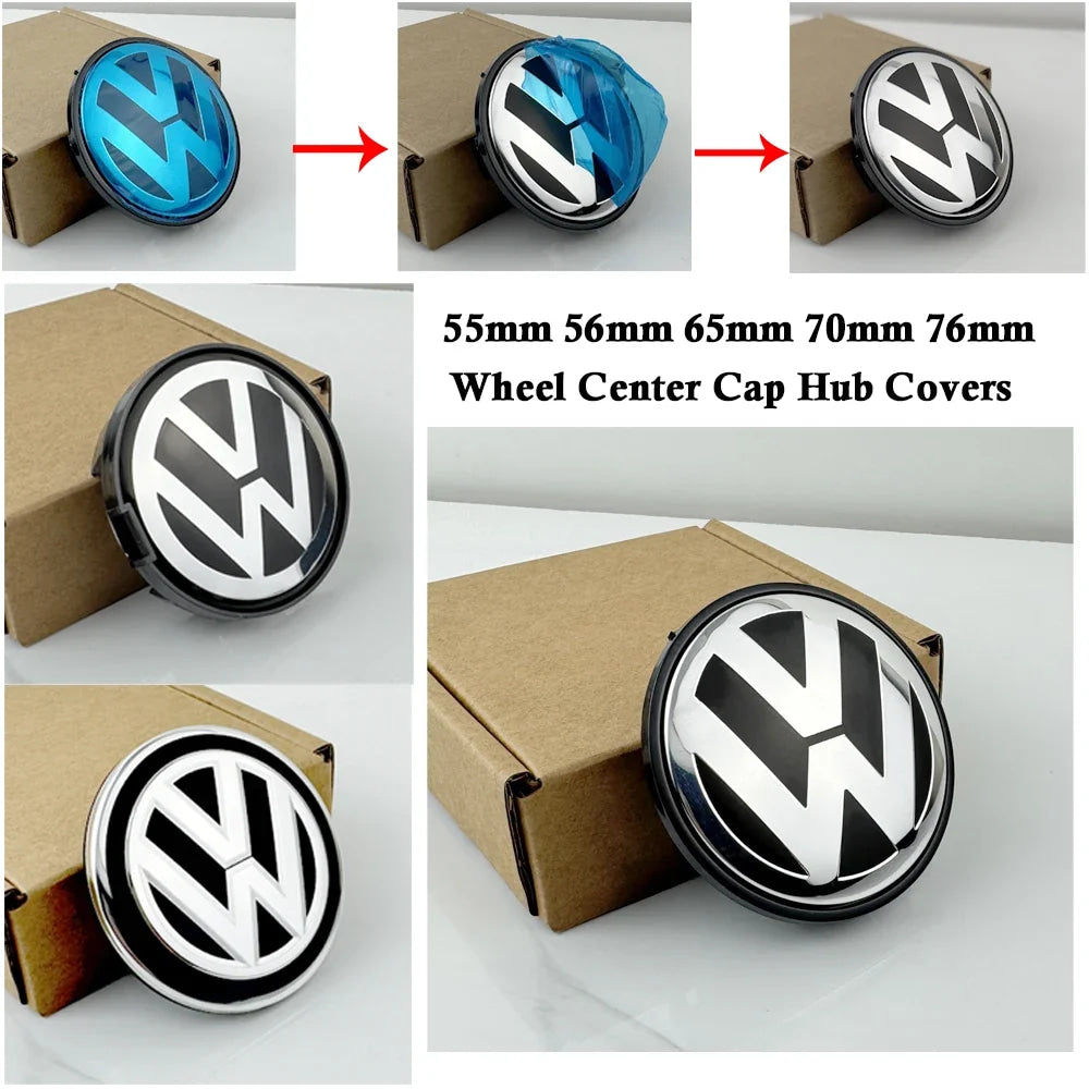 Abs - 4pcs 55mm 56mm 65mm 70mm Car Styling Wheel Center Cap Hub Covers Badge Accessories For VW Volkswagen 3B7601171 1J0601171