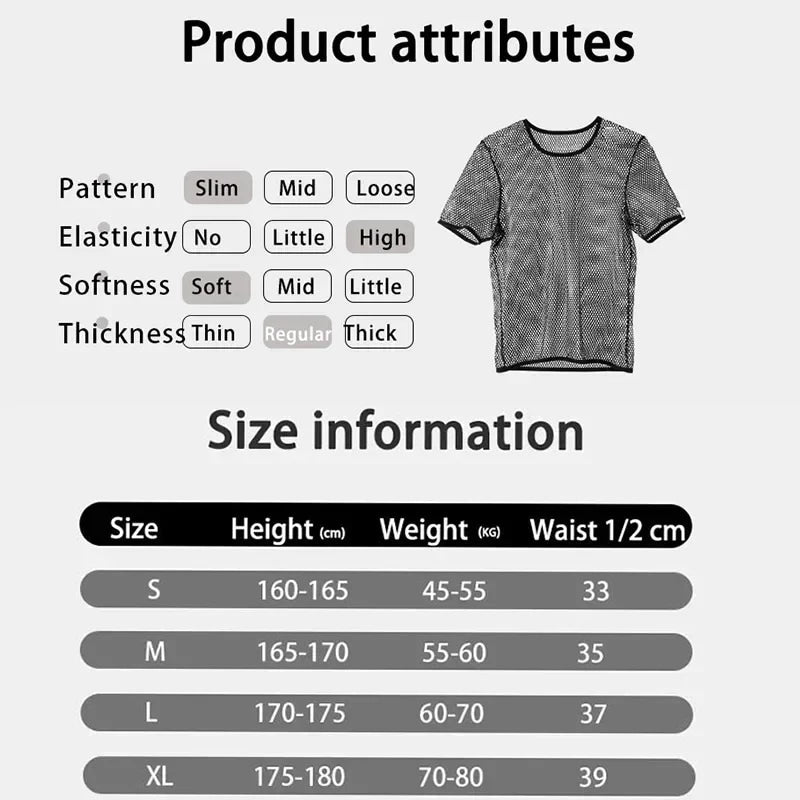 Men's Hollow Out Mesh T-Shirt, Breathable, Sport, See Through, Streetwear, Lightweight, Casual Tank Top, Summer, New Arrivals