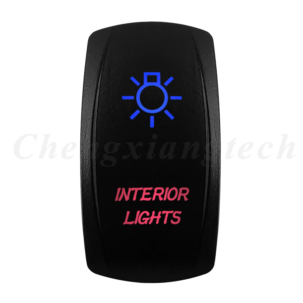 Waterproof 5 Pins SPST On/Off Rocker Switch Blue & Red Led 20A/12V 10A/24V Toggle Switch GPS for Cars,Trucks, RVs, Boats