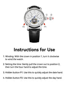 Shanghai Watch Skeletonized Flywheel Men's Mechanical Watch 42mm Automatic Watches Retrograde Calendar Sapphire Wristwatch S8924