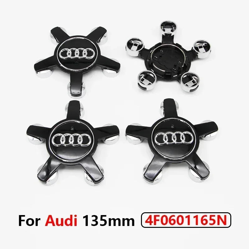 4pcs Audi 135MM Car Hub Caps 8R0601165 4F0601165 For A4 A5 A6 A7 Q3 Q5 A3 S5 Accessories Auto Wheel Center Cap Hubcap Rim Covers