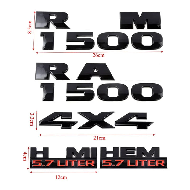 1ABS Emblem Car Stickers For Ram 1500 2500 5.7 Liter Hemi 4X4 Nameplate Charger Viper Magnum Caliber Journey Styling Accessories