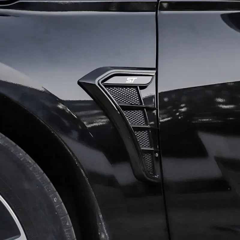 Black Car Fender Side Vents Air Flow Intake Hole Shark 3D Grille Sticker Cover for Ford Focus ST Mondeo Fiesta Kuga Escape Car