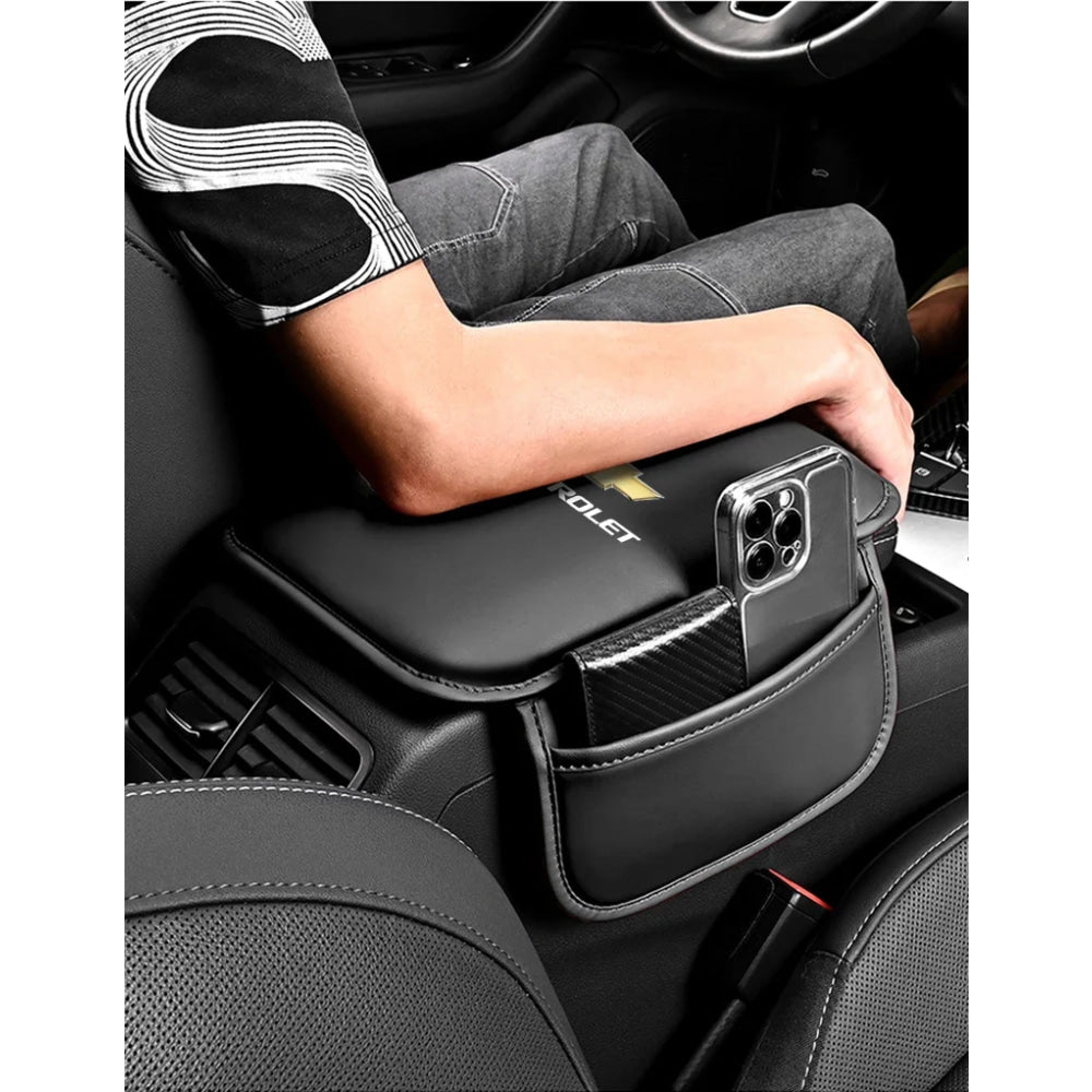 Car Armrest Cushion Leather Arm Rest Box Pad With Storage Bag For Chevrolet Corvette Montana TrailBlazer Silverado Traverse Bolt