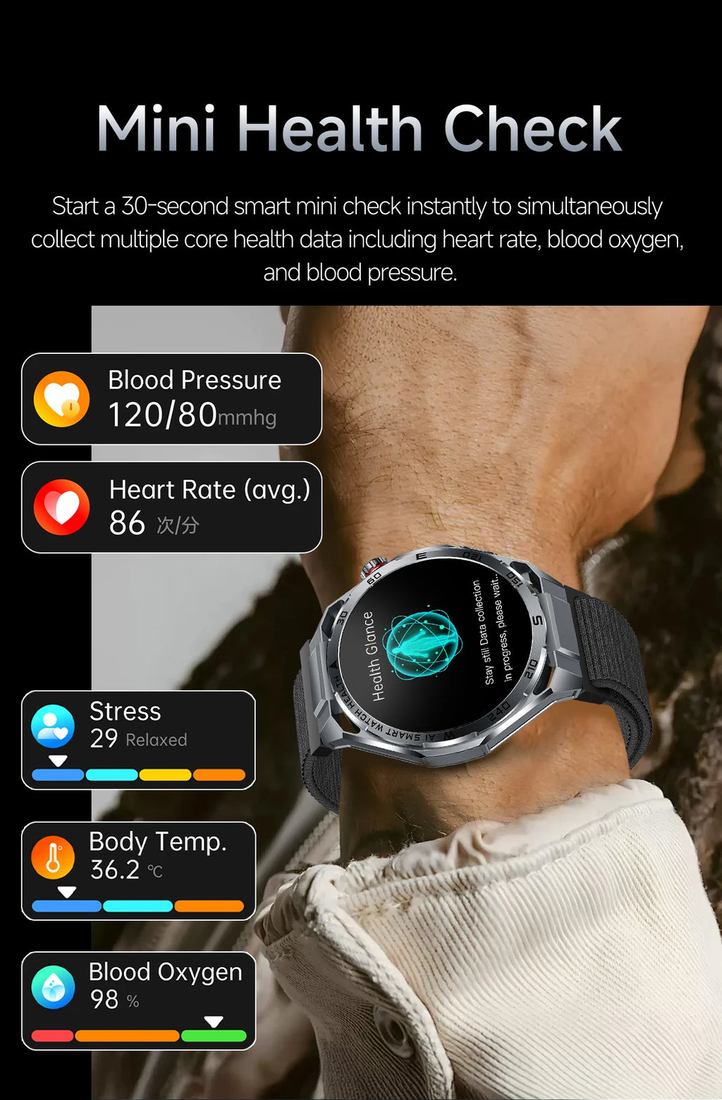 2026 New ECG AI Health Smartwatch for Men 1.53"AMOLED BP/Heart Rate Monitor BT Call IP68 Waterproof Smart Watch for Android IOS