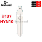 Keychannel 10pcs #137 HYN10 Metal Blank Flip Blade KD VVDI Remote Key SSY3 Blade For Ssangyong S170 Uncut Car Key Replace Blade