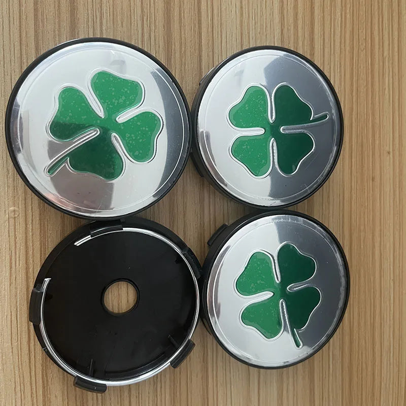 4PCS Universal 56MM 60MM Four-leaf Emblem Car Wheel Center Hub Caps Badge Sticker Cover