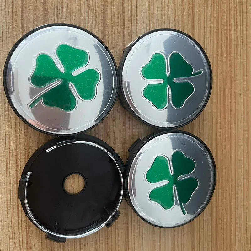 4PCS Universal 56MM 60MM Four-leaf Emblem Car Wheel Center Hub Caps Badge Sticker Cover