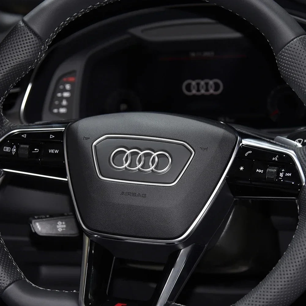 Audi Automobile Steering Wheel Logo Bright Frame Strip Electroplated Sticker Emblem For A3 A4 B8 8P B9 8V A5 A6 C7 A7 Q3 Q5 Q7