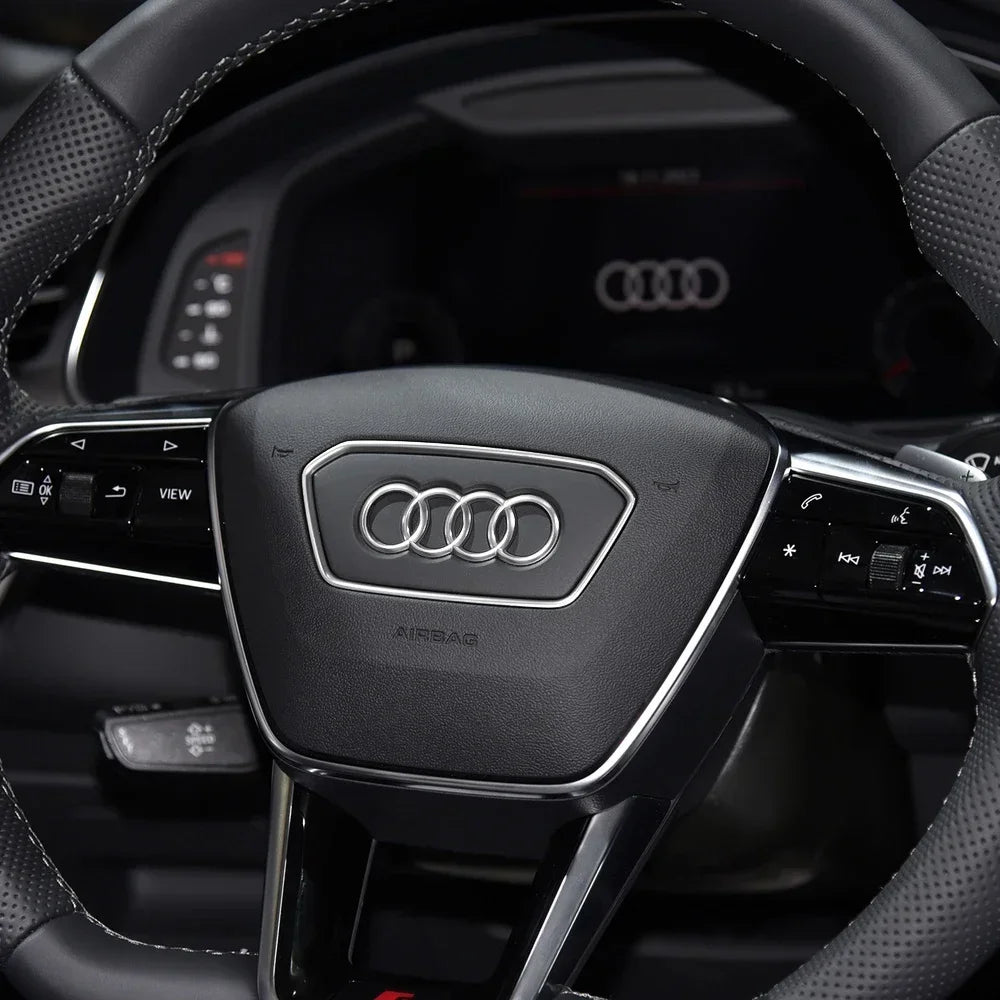 Audi Automobile Steering Wheel Logo Bright Frame Strip Electroplated Sticker Emblem For A3 A4 B8 8P B9 8V A5 A6 C7 A7 Q3 Q5 Q7