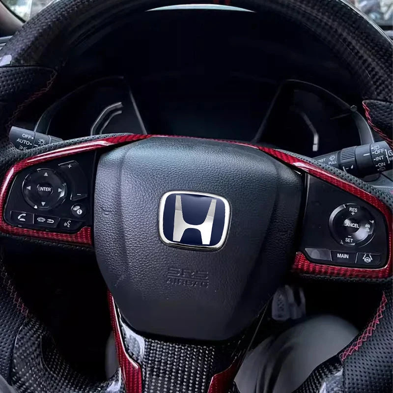 Car Steering Wheel Emblem H-Sticker For Honda Civic Accord City CRV Jade Fit Odyssey Hybrid Red Black Blue Interior Modification