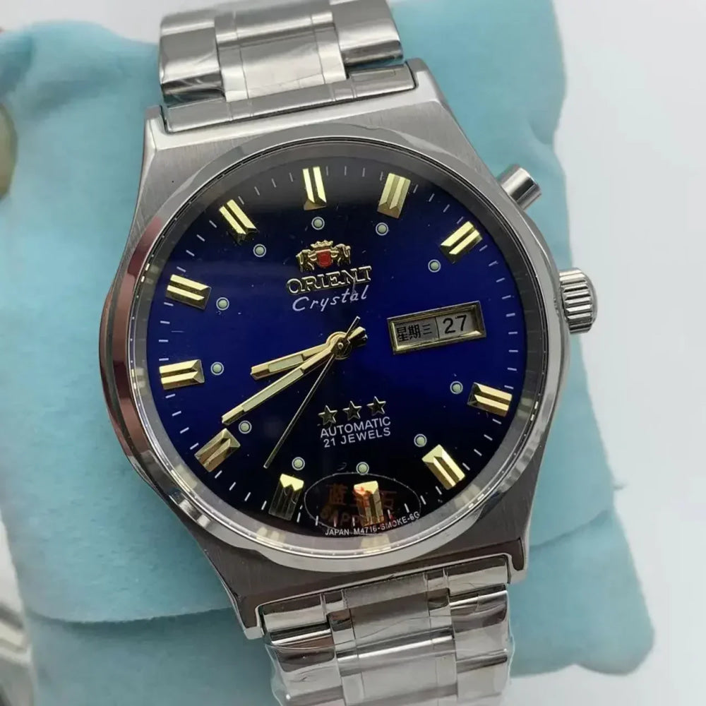 Orient Watch Mechanical Wristwatch Japanese Movement Stainless Steel Bracelet Folding Clasp with Luminescent
