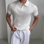 New Men's Short sleeved Classic T-shirt Summer Men Retro Striped Polo Shirt   Solid Color Short Sleeve Fashion Casual T-shirt