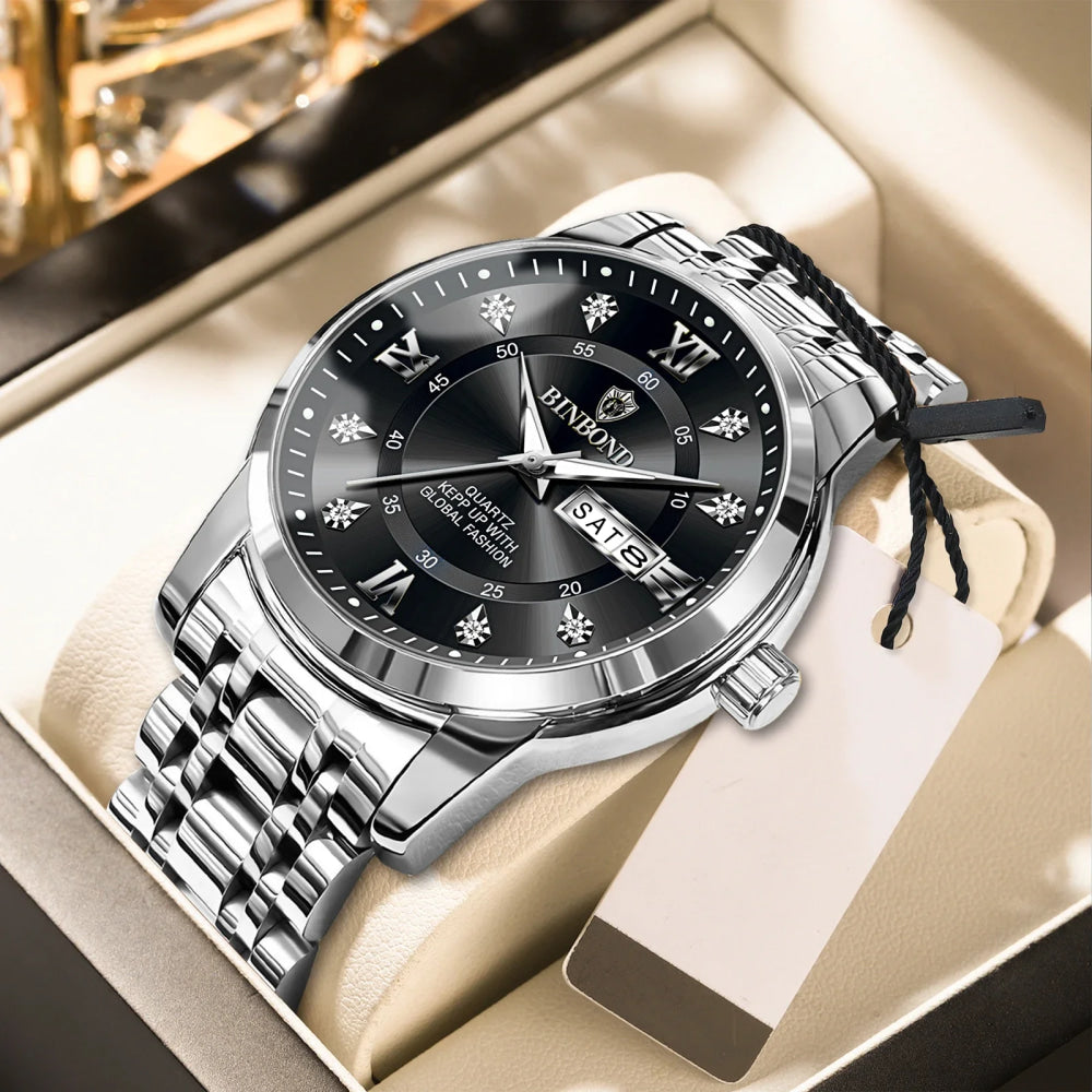 BINBOND Top Brand Luxury Fashion Watch Men 3ATM Waterproof Date Clock Sport Watches Mens Quartz Wristwatch Relogio Masculino