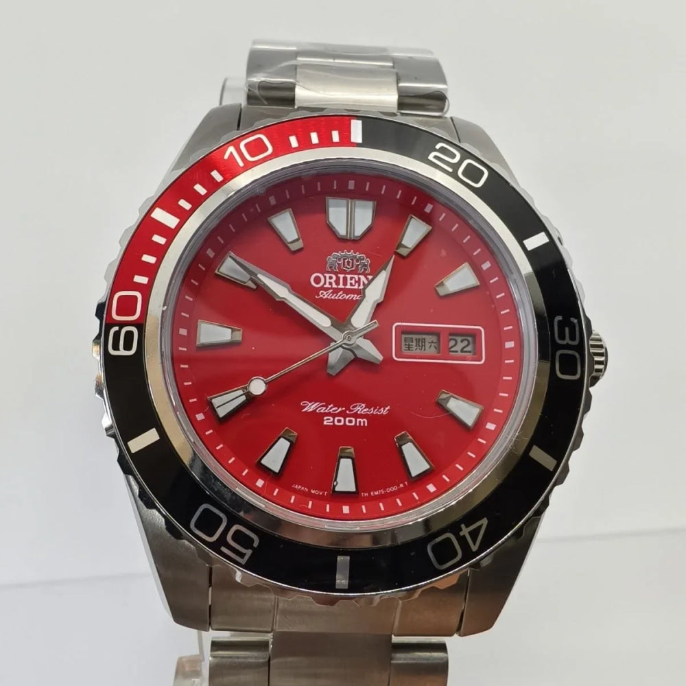 Orient Diver Automatic Watch Blue Dial Blue Bezel 200M Waterproof Day-Date Steel Band Luminous Markers Men's Sport Wristwatch