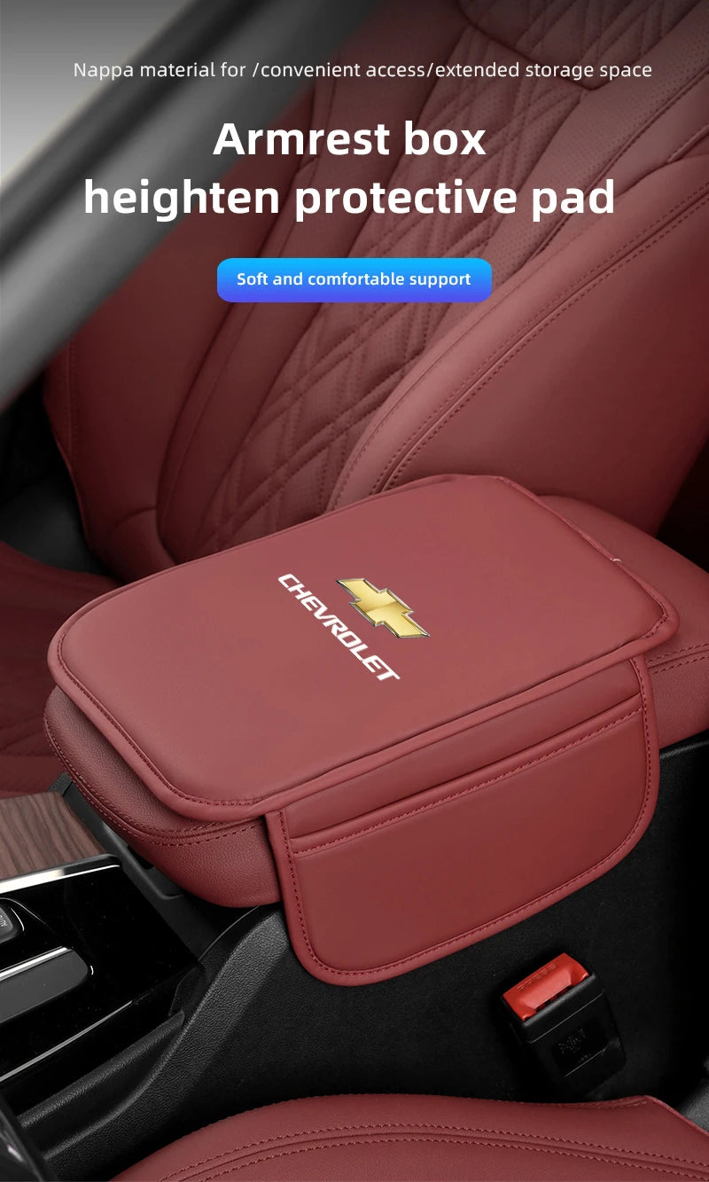 Leather Car Armrest Box Pad Auto Armrest Mat High Quality Accessorie For Chevrolet Camaro Colorado Cobalt Beat Groove Volt Trax