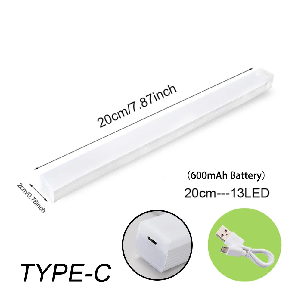 Luz LED nocturna inalámbrica con Sensor de movimiento, luz recargable tipo C para armario, lámpara de armario, retroiluminación de escalera para cocina LED