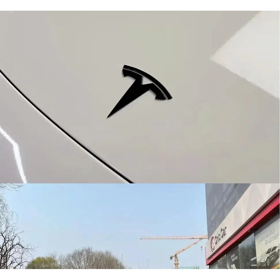 metal For Tesla- Car Front Emblem Rear Trunk Emblem Suitable for Model 3 Mode Y logo replacement rear and rear logos blackening