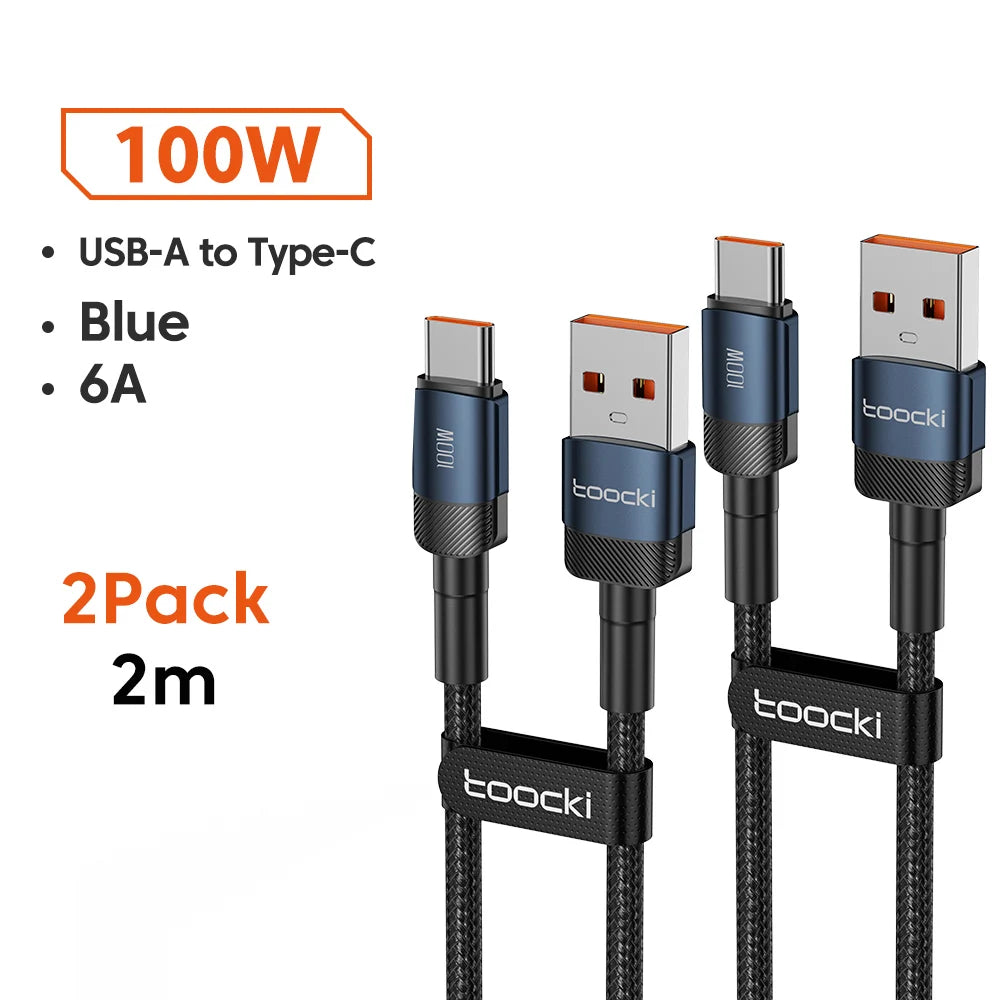 Toocki 6A Cable USB a tipo C para Huawei Xiaomi PD 100W cargador de carga rápida Cable de datos USB C carga rápida para Samsung Oneplus