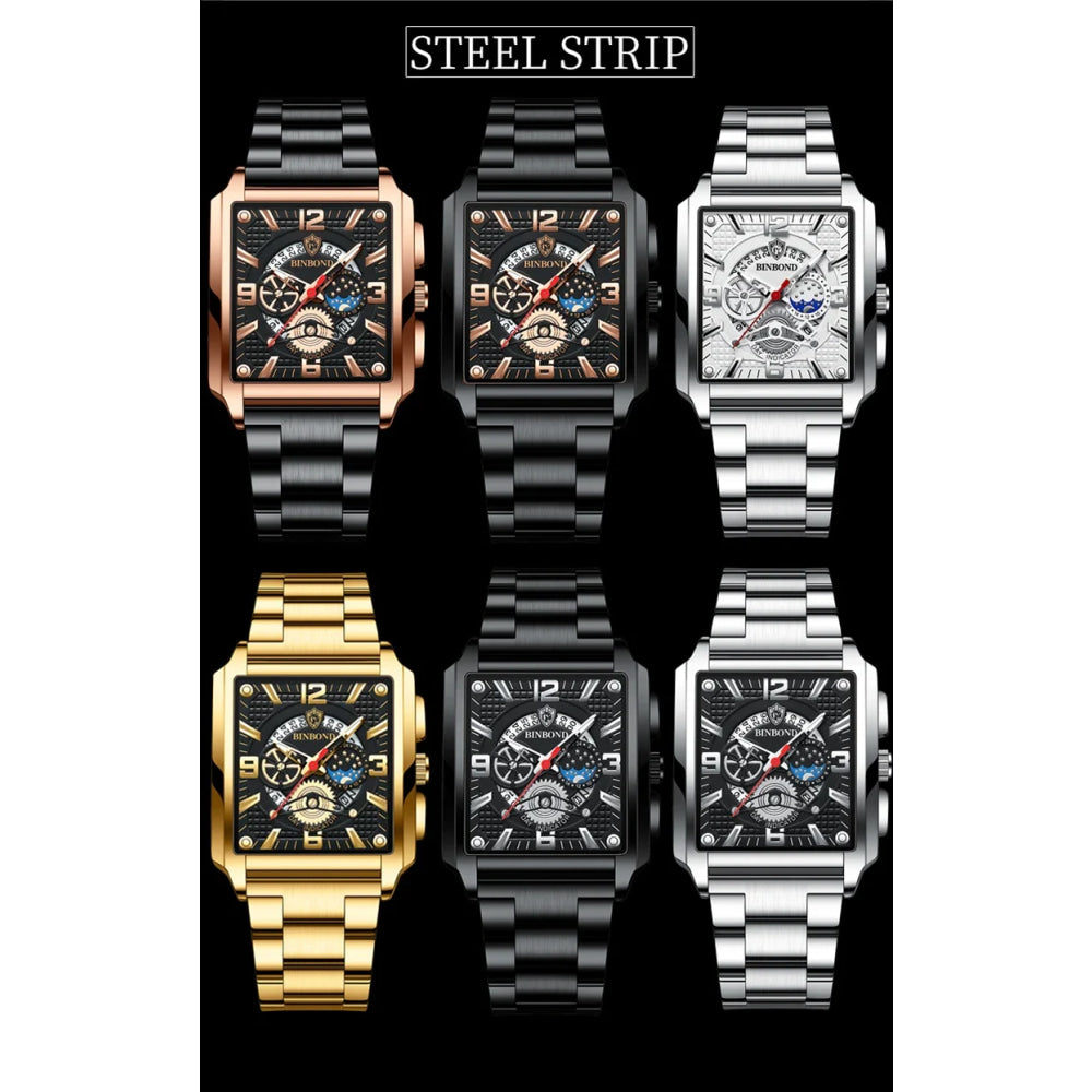 BINBOND Luxury quartz wristwatches luminous waterproof auto date chronograph men's watch business sport fashion casual reloj