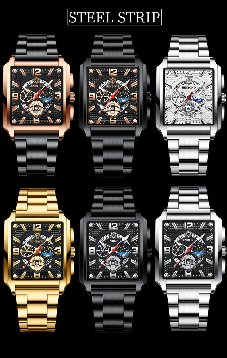 BINBOND Luxury quartz wristwatches luminous waterproof auto date chronograph men's watch business sport fashion casual reloj
