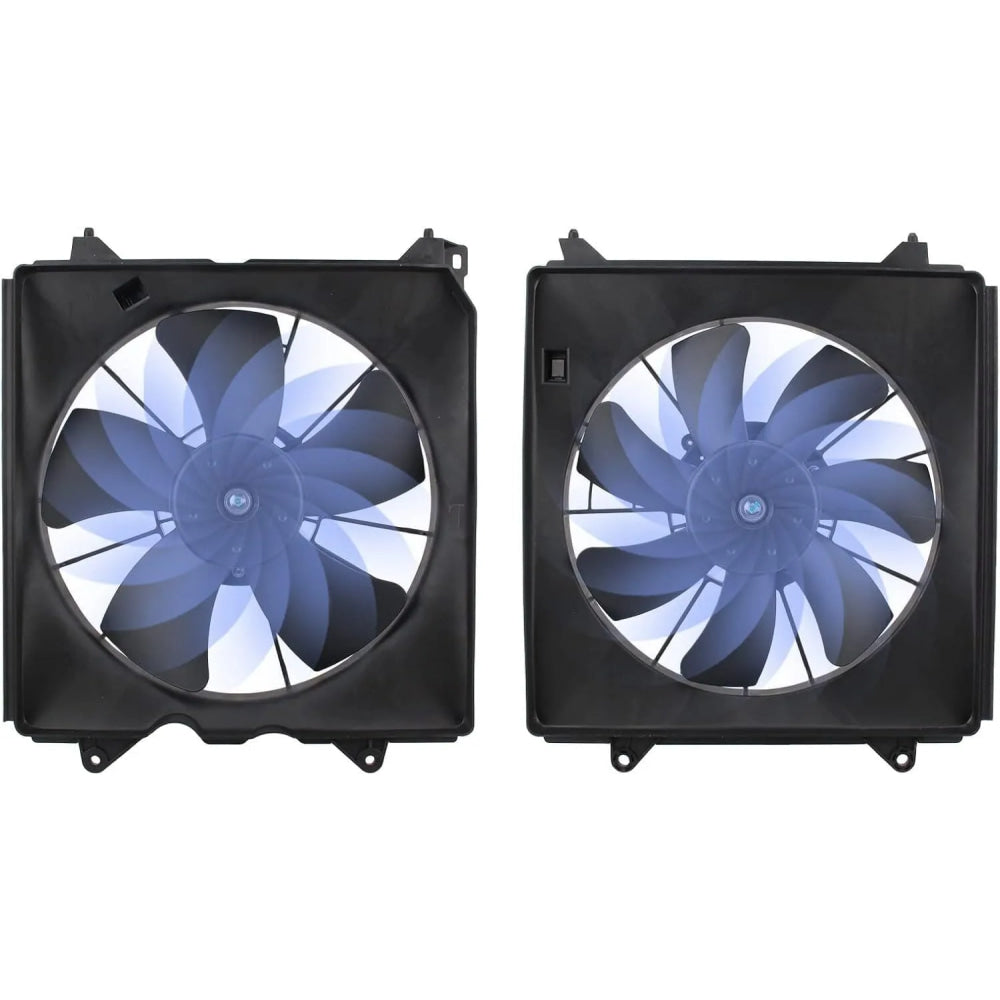2Pcs AC Condenser Radiator Cooling Motor Fan Black For 2013-2017 Honda Accord Touring