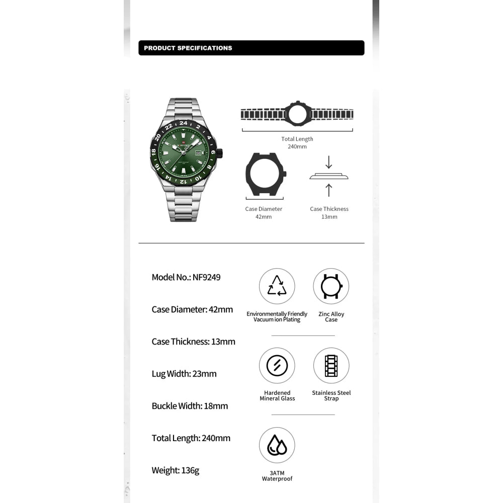 NAVIFORCE Luxury Watch for Men Quartz 3ATM Waterproof Stainless Steel Watches Business Fashion Men's Wristwatch2025