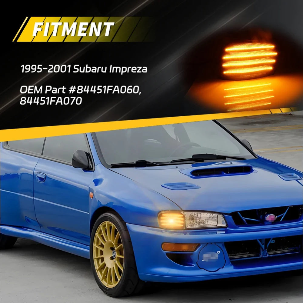 2X Front Corner Side Marker Light Parking Light Turn Signal Light LED For 1995 1996 1997 1998 1999 2000 2001 Subaru Impreza WRX