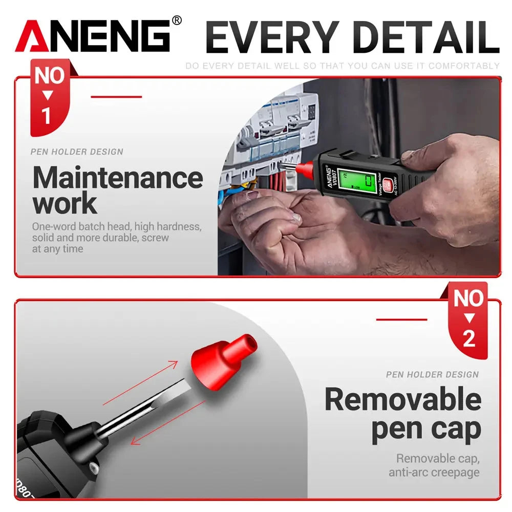 Probador de pluma eléctrica inteligente VD807, portátil, de inducción de una palabra, 50/60Hz, Sensor NCV AC 12-300V, herramientas de detección de cables sin contacto