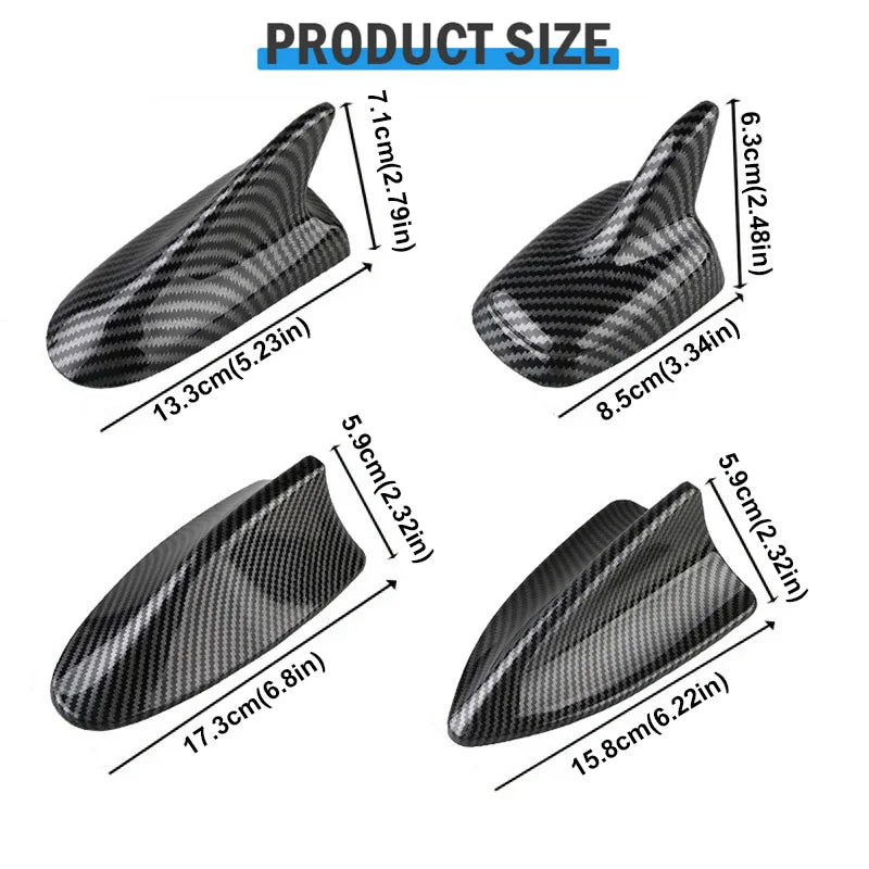 1pcs Shark Car Antenna fin Carbon Look Universal Decorative Sticker Part Non Functional Simulation Car Roof Top Mount Shark Fin