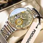 POEDAGAR Top Luxury Man Wristwatch Luminous Hollow Tourbillon Stainless Steel Men Clock Mechanical Automatic Men's Watches Reloj