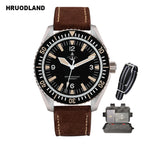 Hruodland F025 Retro Sport Men Watch HZ2565 Automatic Mechanical Stainless Steel Leather Strap Diving  reloj hombre watch for me