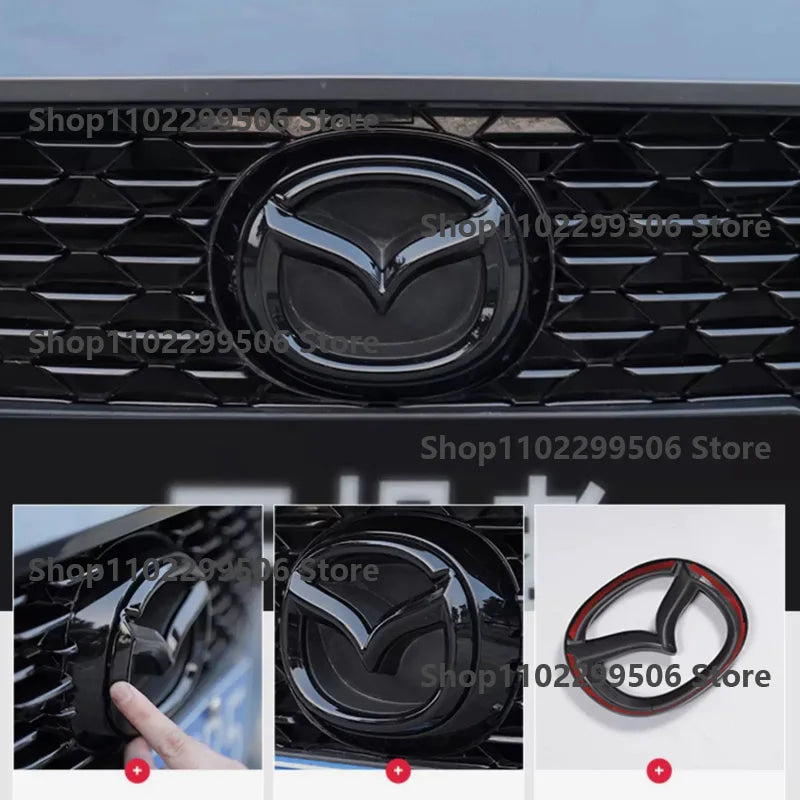 Car Front Grille Badge Trunk Emblem For 2014 15 16 17 18 19 Mazda 6 black Carbon steering wheel Rear Body Decal Accessories