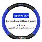 For Ford Mondeo Focus Raptor Puma Edge Explorer Ecosport Ranger F150 Kuga Car Suede Carbon fiber Anti-slip Steering Wheel Cover